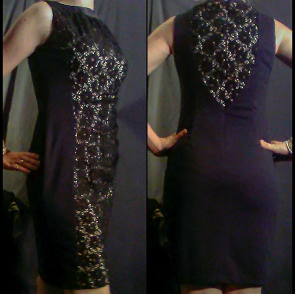 London Times Petites Black Lace Midi NWOT - Picture 2 of 6